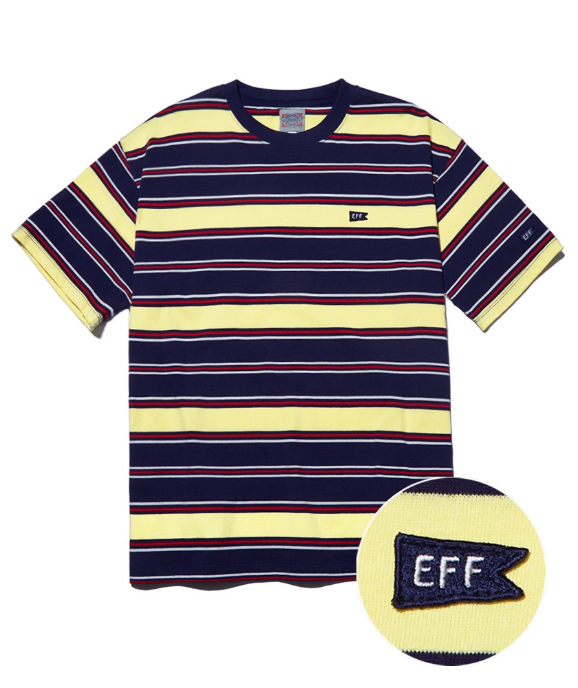 EFF 플래그 스트라이프 반팔 티셔츠 네이비